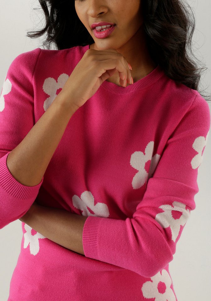 Aniston SELECTED Strickpullover mit eingestricktem Blumenmuster allover - NEUE KOLLKTION – Bild 3 von 5