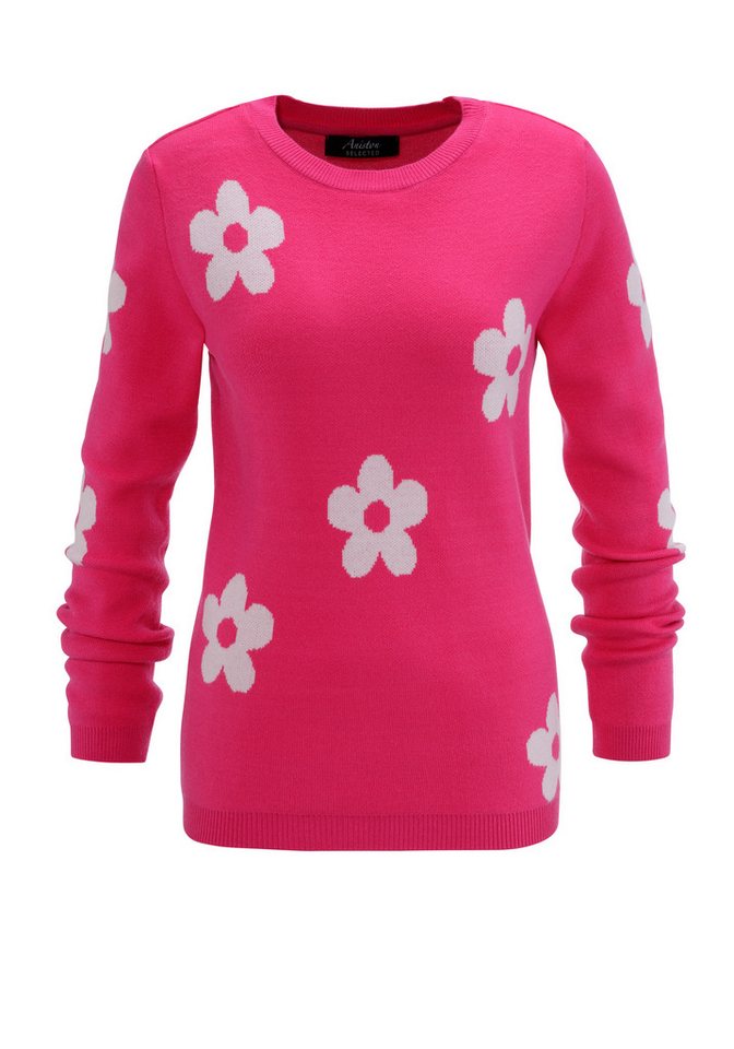 Aniston SELECTED Strickpullover mit eingestricktem Blumenmuster allover - NEUE KOLLKTION – Bild 5 von 5
