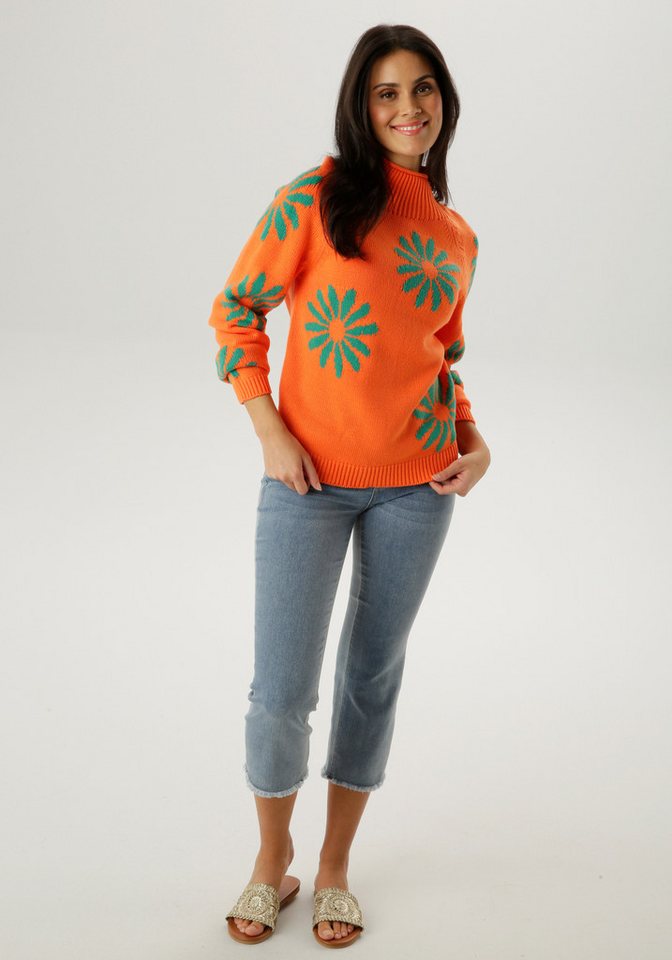 Aniston SELECTED Strickpullover mit großen, fantasievollen Blüten – Bild 4 von 5