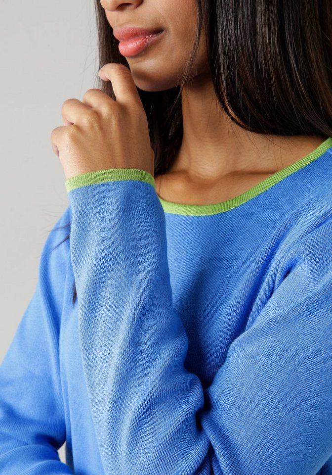 Aniston SELECTED Strickpullover mit kontrastfarbenen Streifen – Bild 3 von 5