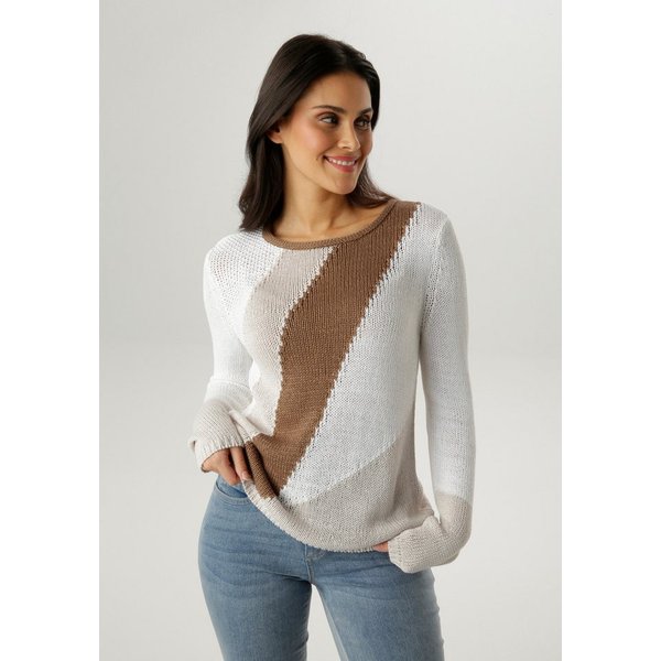 Aniston SELECTED Strickpullover mit Rollkante am Rundhalsausschnitt
