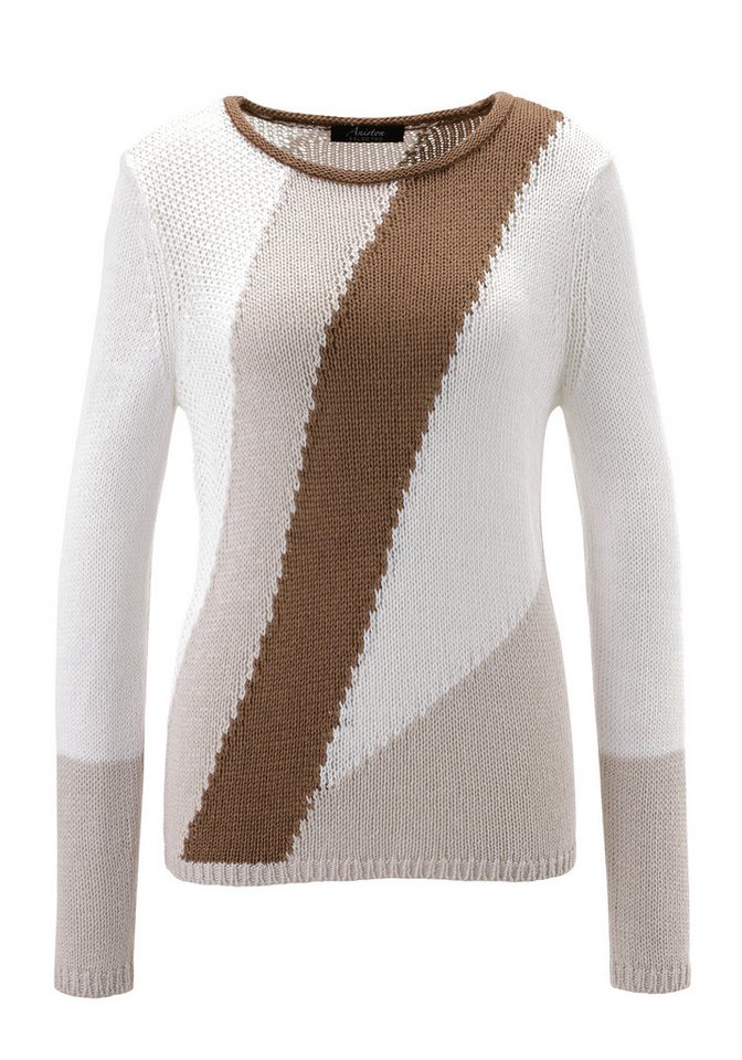 Aniston SELECTED Strickpullover mit Rollkante am Rundhalsausschnitt – Bild 5 von 5