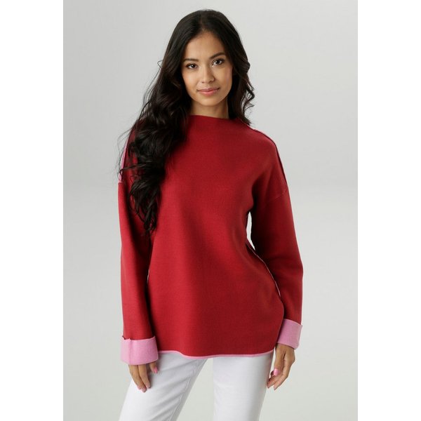Aniston SELECTED Strickpullover mit rosafarbenen Zierkanten