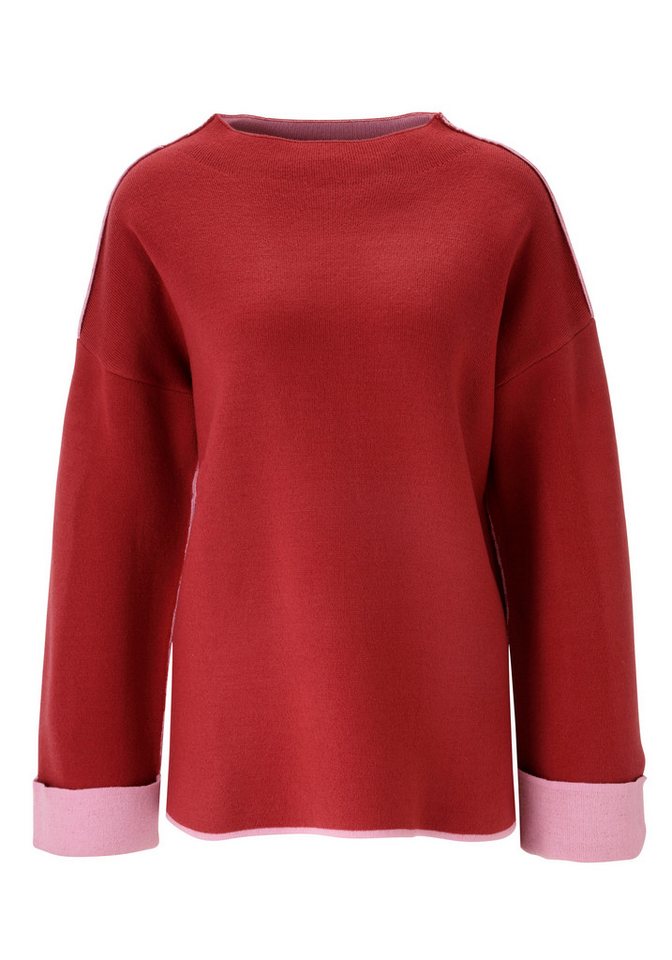 Aniston SELECTED Strickpullover mit rosafarbenen Zierkanten – Bild 5 von 5