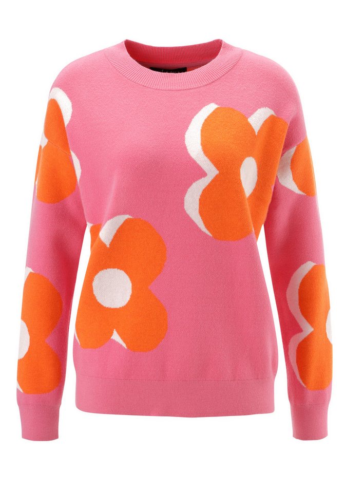 Aniston SELECTED Strickpullover mit trendiger Blumenblüten-Jacquardmusterung – Bild 5 von 5