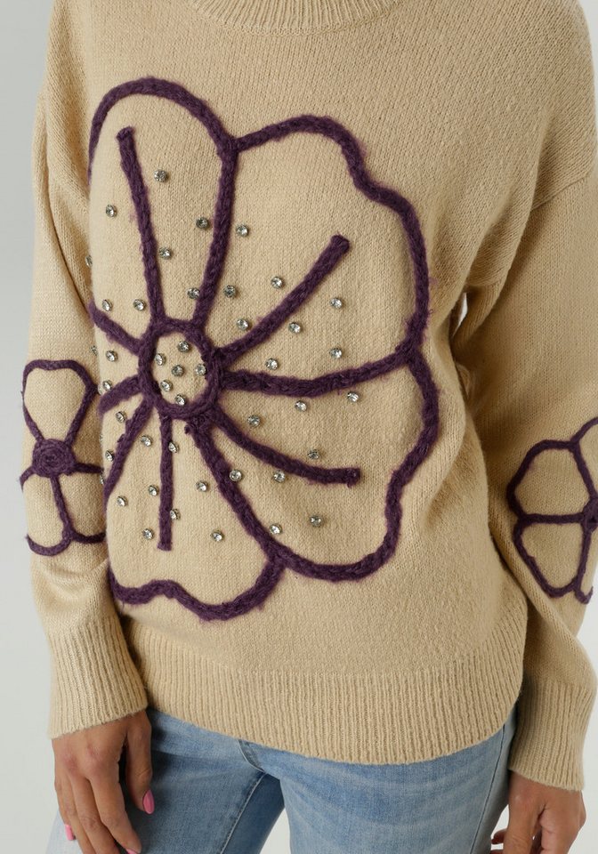 Aniston SELECTED Strickpullover vorne mit funkelnden Glitzersteinen verziert – Bild 3 von 5