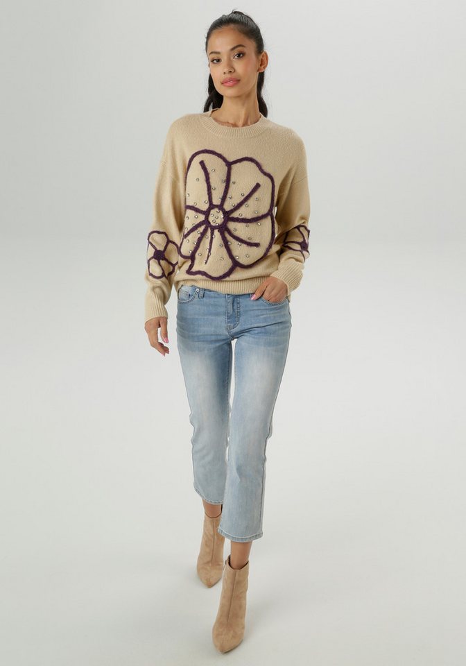 Aniston SELECTED Strickpullover vorne mit funkelnden Glitzersteinen verziert – Bild 4 von 5