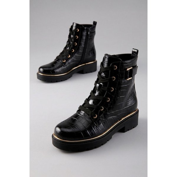 Aniston SHOES Schnürboots Schnürstiefelette, Ankle Boots im Croco-Look - NEUE KOLLEKTION