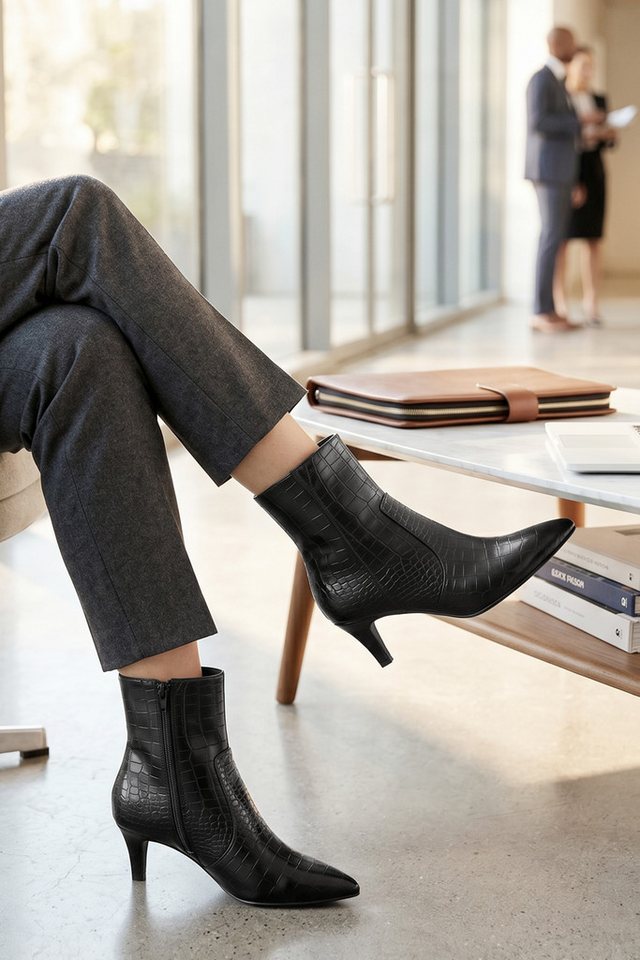 Aniston SHOES Stiefelette Abendschuh, spitze Form, in Kroko-Optik - NEUE KOLLEKTION – Bild 2 von 5