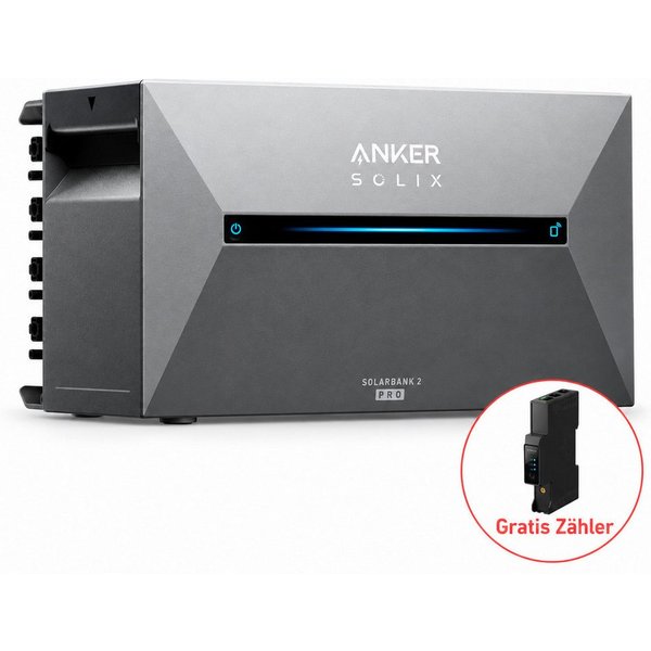 Anker Balkonkraftwerk SOLIX Solarbank 2 E1600 Pro Speicher+Smart Meter+0/1/2/3 BP1600, 800 W, (Set, 1600Wh All-in-One Stromspeicher inkl. Smart Meter), IP65, St