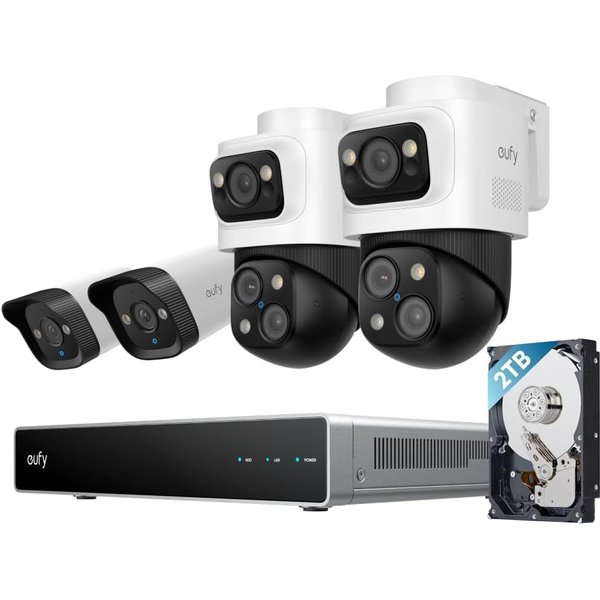 Anker eufy IP-Überwachungskamera eufy PoE NVR Security System S4 Max, 3-Linsen Bullet-PTZ-Kameras (4-tlg., 4*PoE NVR Security System S4 Max, KI Auto-Framing&Tra