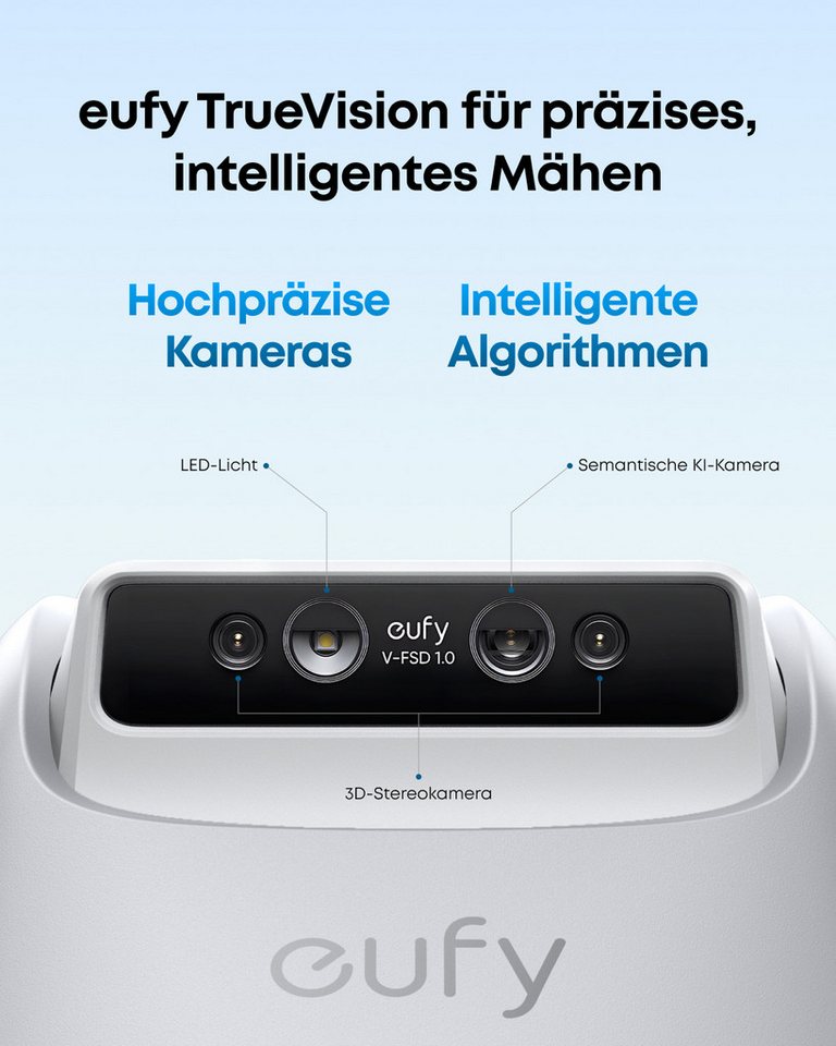 Anker eufy Rasenmähroboter E15/18 ohne begrenzungsdraht, bis 800 m² Rasenfläche, (App-Steuerung), mit ladestation,mit Regensensor,Diebstahlschutz – Bild 4 von 5