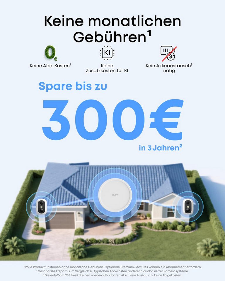 Anker eufy Überwachungskamera C35, Kabellose Überwachungskamera Außen & Innen, Magnetische Halterung (Außenbereich, 2-tlg., Nachtsicht) – Bild 5 von 5