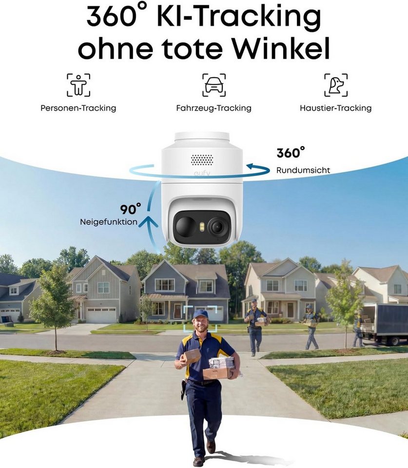 Anker eufy Überwachungskamera C37, kabellose 2K Outdoor-Überwachungskameras mit 360° KI-Tracking (2-tlg) – Bild 2 von 5