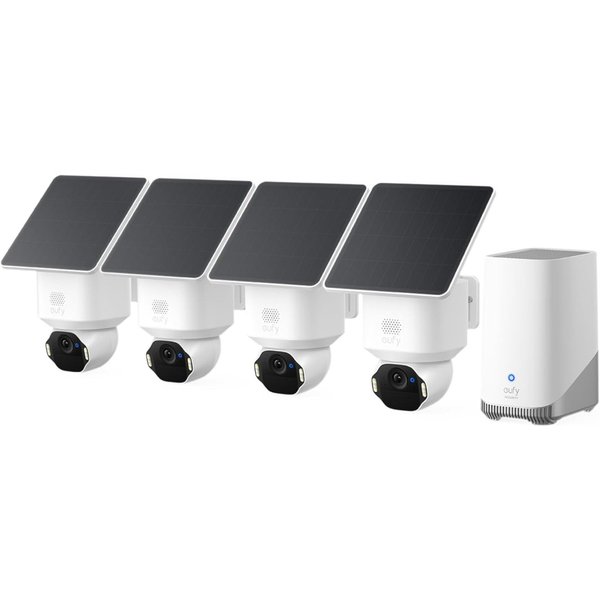 Anker eufy Überwachungskamera eufy eufyCam E42 4K Kabellose Solar-Überwachungskamera Außen (Außenbereich, 4-tlg., E42, Lokale Aufzeichnung)