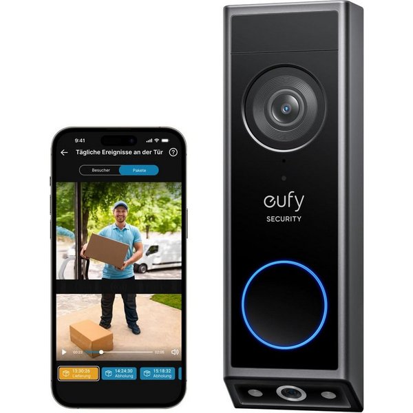 Anker eufy Überwachungskamera türklingel E340, Dual türklingel mit kamera mit Paketerkennung (Außenbereich, 1-tlg., 2K Full HD, Color Night Vision, Dual Cameras