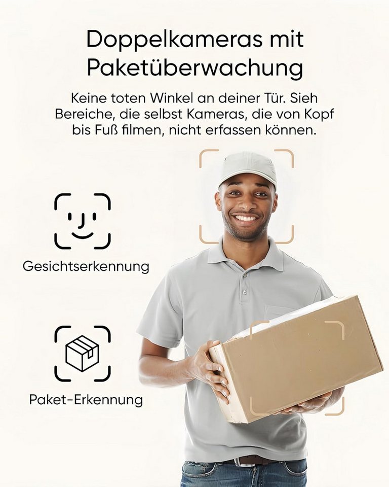 Anker eufy Überwachungskamera türklingel E340, Dual türklingel mit kamera mit Paketerkennung (Außenbereich, 1-tlg., 2K Full HD, Color Night Vision, Dual Cameras – Bild 3 von 5