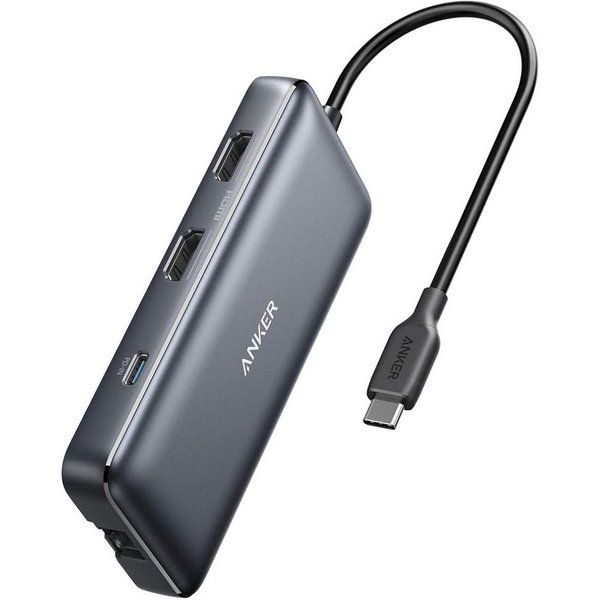 Anker Laptop-Dockingstation PowerExpand 8-in-1, 1x USB-C PD, 2x USB 3.0, 2x HDMI (4K), 1x Netzwerkanschluss