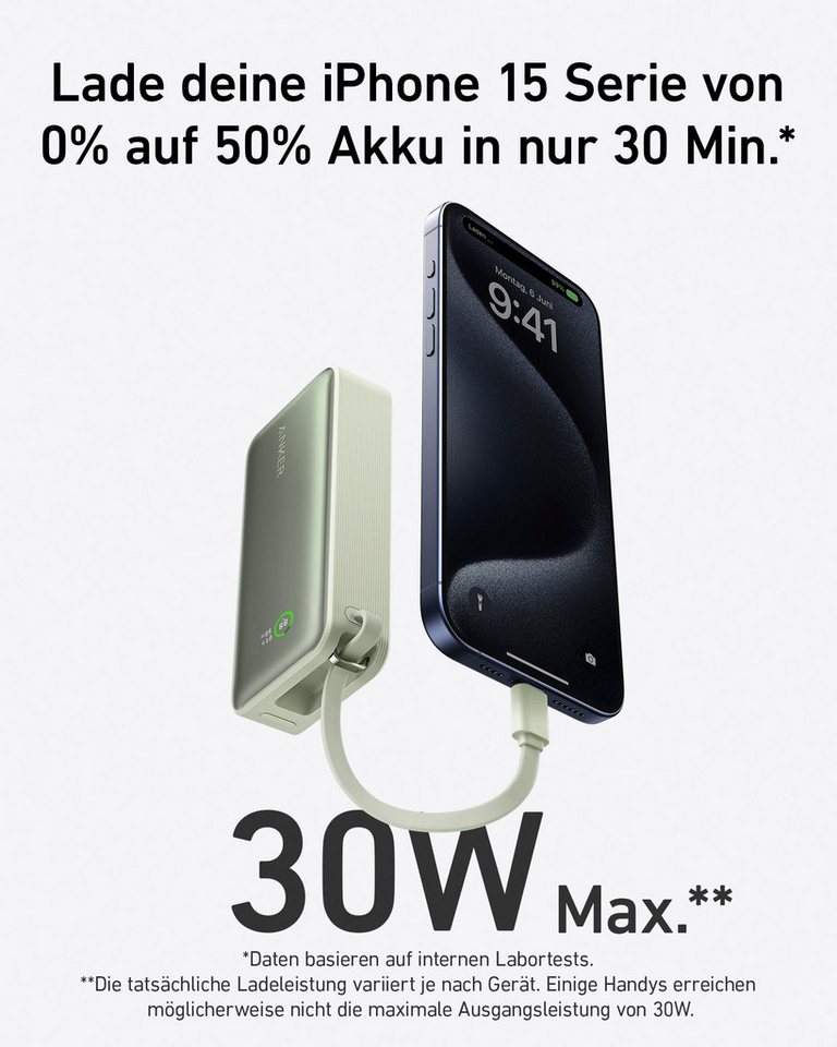 Anker Nano Power Bank (30 W, integriertes USB-C-Kabel) Powerbank – Bild 2 von 5