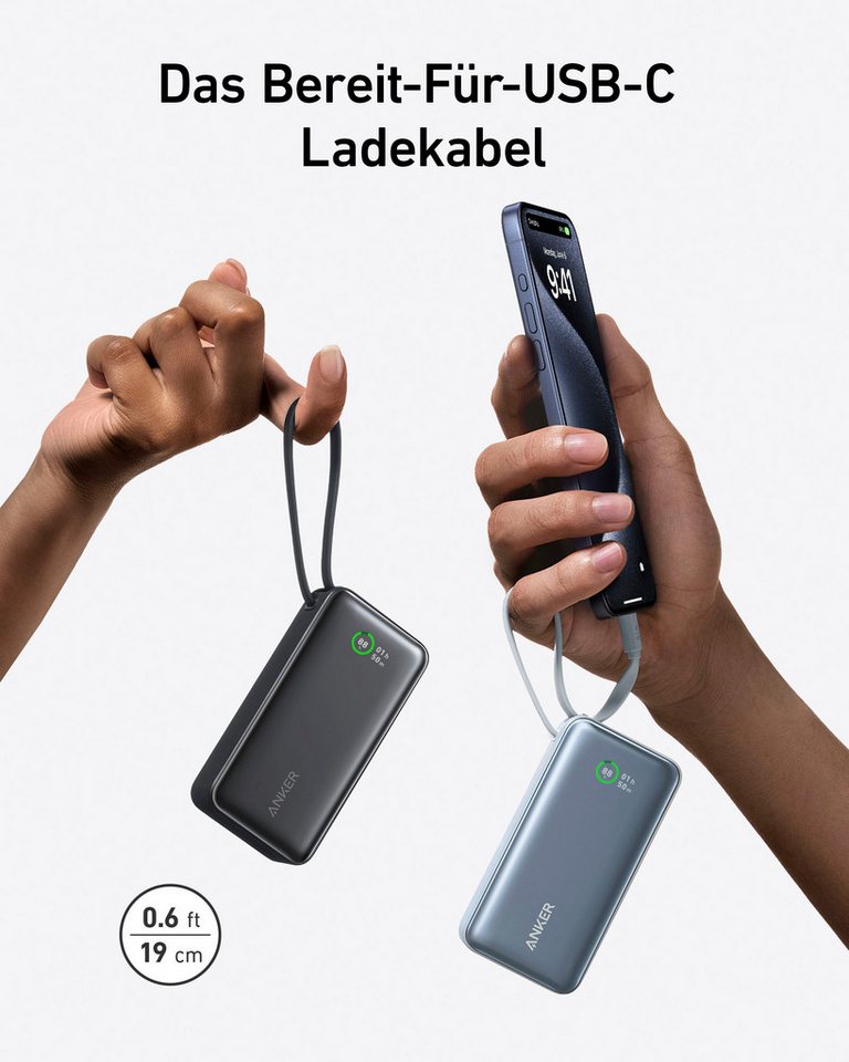 Anker Nano Power Bank (30 W, integriertes USB-C-Kabel) Powerbank – Bild 4 von 5