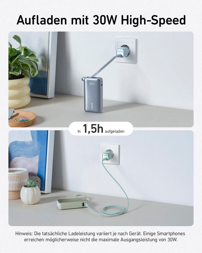 Anker Nano Power Bank (30 W, integriertes USB-C-Kabel) Powerbank – Bild 5 von 5