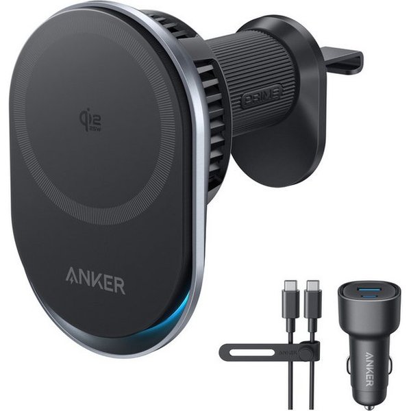 Anker Anker Prime Magsafe Autohalterung, Qi2 25W zertifiziertes Induktions-Ladegerät (Set, Handyhalterung Auto mit TEC-Aktivkühlung, Lüftungshalterung für iPhon
