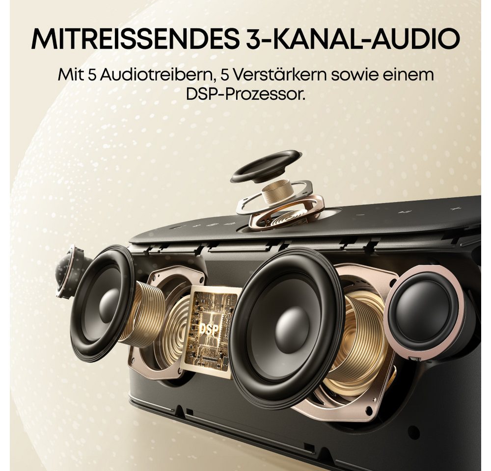 Anker soundcore Motion x600 Bluetooth-Lautsprecher (Bluetooth 5.3 & AUX, 50 W, Hi-Res Spatial Audio, 50W räumlicher Sound, IPX7 Wasserschutz) – Bild 3 von 5