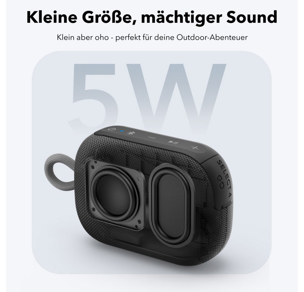 Anker soundcore Select 4 Go Bluetooth-Lautsprecher (BT 5.4, 5 W, portabler Mini-Lautsprecher Dusche, IP67, 20h Akku, kraftvoller Sound) – Bild 3 von 5