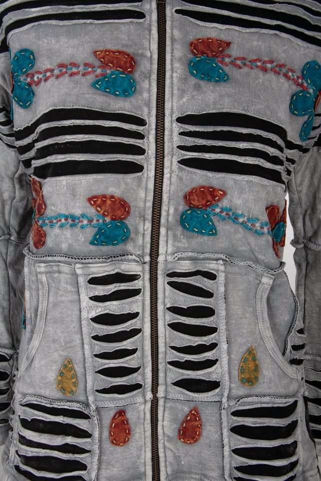 ankerglut Fleecejacke Patchwork NUNAVUT LIGHT GRAY & NEW FLOWER POWER – Bild 5 von 5