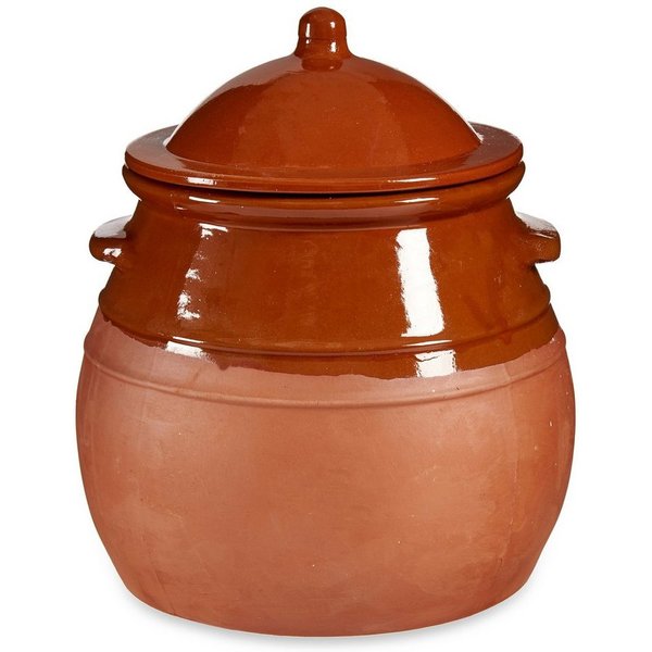 Annastore Dampfgartopf Tontopf mit Deckel- Stewpot Eintopf - Schmortopf - Tongeschirr, Topf aus Ton mit Deckel teilglasiert