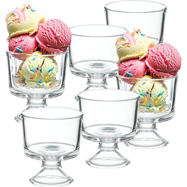 Annastore Eisschale 6-tlg. Eisbecher aus Glas mit Fuß Eisschalen aus Glas Dessertschale
