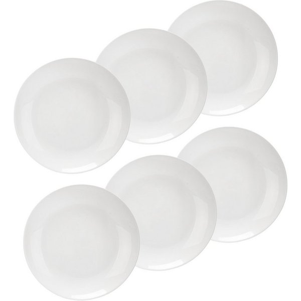 Annastore Geschirr-Set 6er Set Opalglas Teller - Speiseteller Suppenteller Dessertteller, 6 Personen, Schalen, Müslischalen, Bruchfest, Stoßfest, Weißes Geschir
