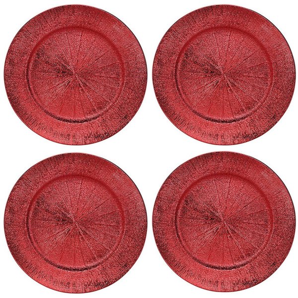 Annastore Platzteller 4 x Platzteller wiederverwendbar - Dekoteller aus Kunststoff, Ø 33 cm - In herrlich schimmernder Optik