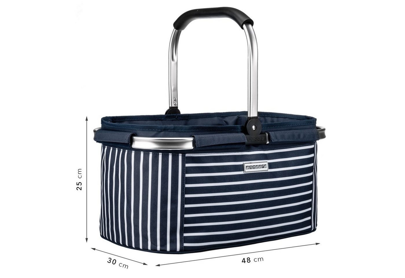 anndora Einkaufskorb mit stabilem Aluminiumrahmen, 22 l, Stoff durch Klettverschluss leicht abnehmbar zum Reinigen – Bild 2 von 5
