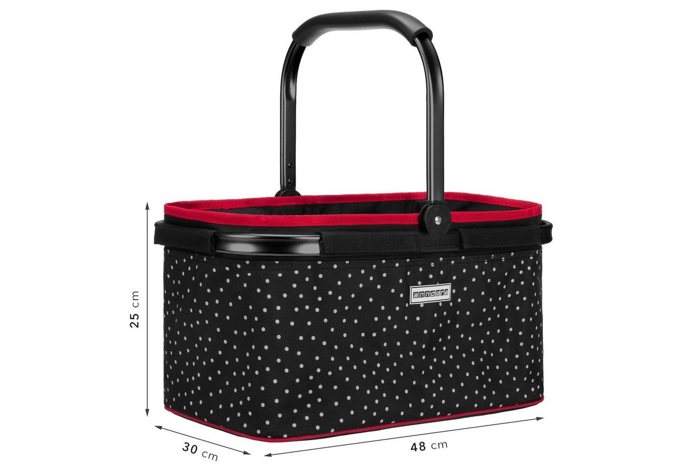 anndora Einkaufskorb mit stabilem Aluminiumrahmen, 22 l, Stoff durch Klettverschluss leicht abnehmbar zum Reinigen – Bild 2 von 5