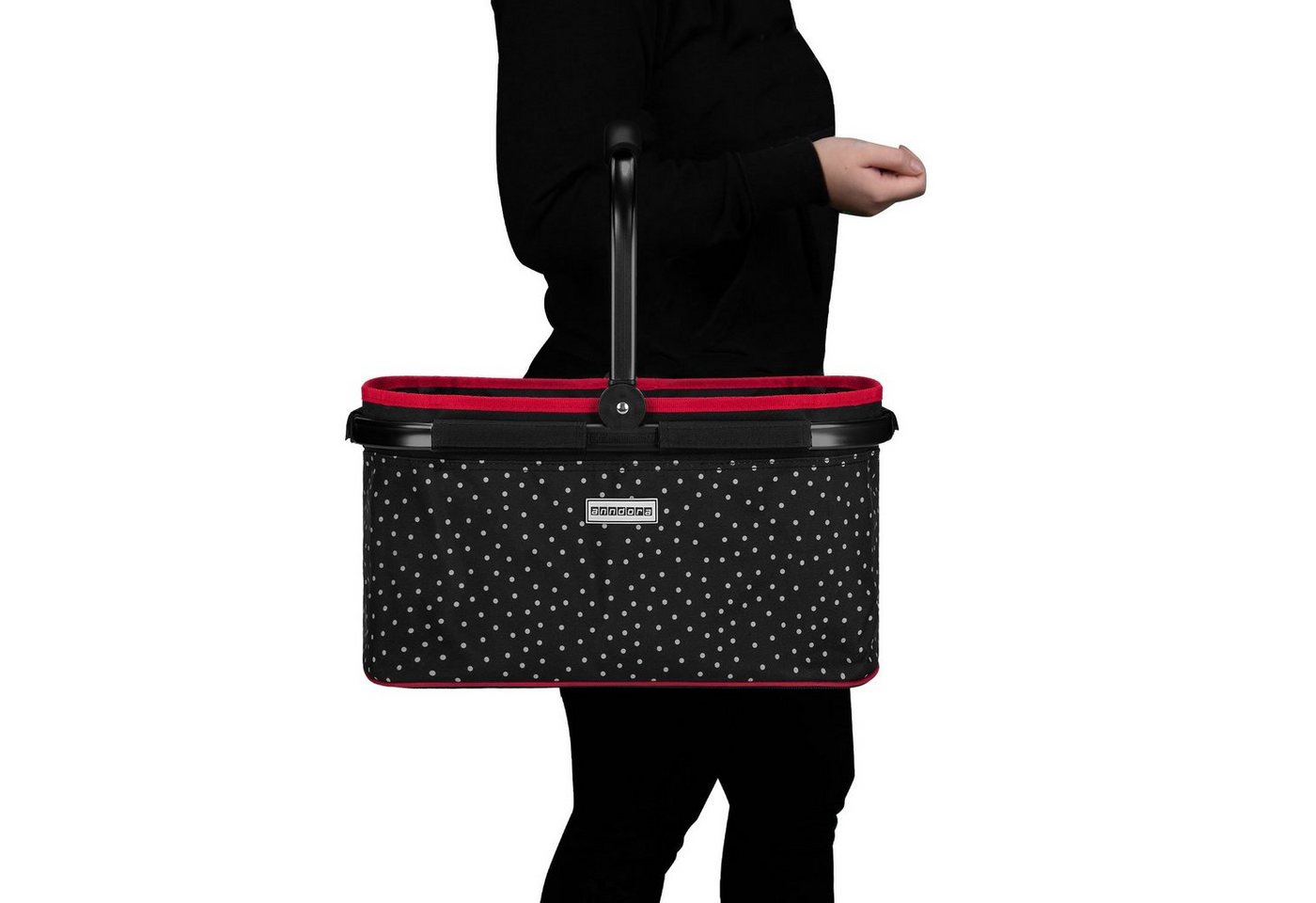 anndora Einkaufskorb mit stabilem Aluminiumrahmen, 22 l, Stoff durch Klettverschluss leicht abnehmbar zum Reinigen – Bild 4 von 5