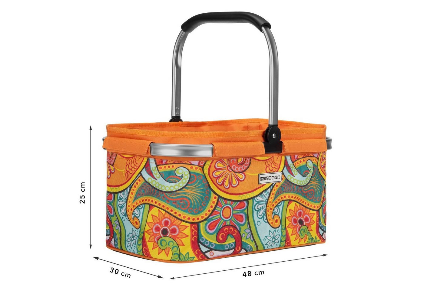 anndora Einkaufskorb mit stabilem Aluminiumrahmen, 22 l, Stoff durch Klettverschluss leicht abnehmbar zum Reinigen – Bild 2 von 5