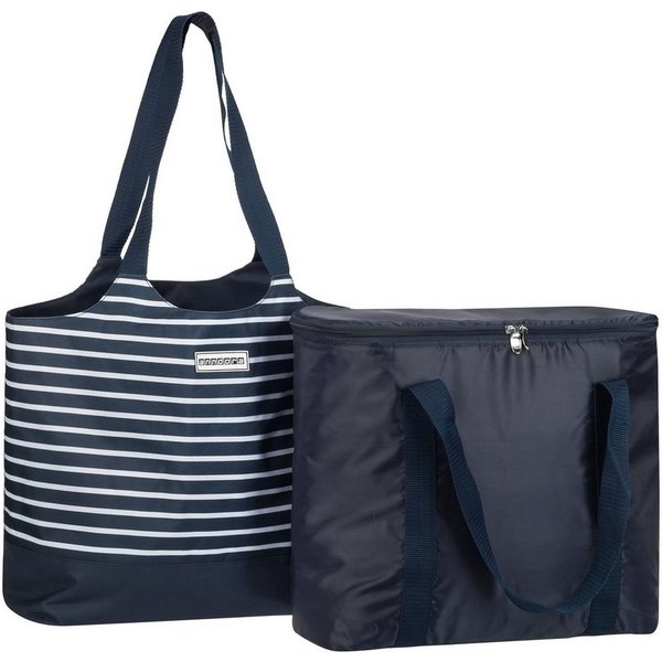 anndora Shopper 2 in 1 Doppeltasche Einkaufstasche mit Kühlfunktion, Isoliertasche mit Reißverschluss - Tragehenkel an beiden Taschen