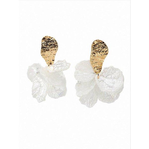 ANNIS WIESBADEN EST. 2021 Ohrhänger-Set Modeschmuck Statement-Ohrringe mit weißen Blüten – eleganter Hingucker