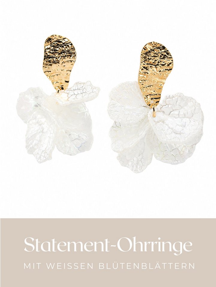ANNIS WIESBADEN EST. 2021 Ohrhänger-Set Modeschmuck Statement-Ohrringe mit weißen Blüten – eleganter Hingucker – Bild 2 von 4