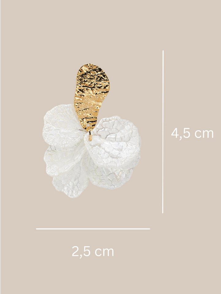 ANNIS WIESBADEN EST. 2021 Ohrhänger-Set Modeschmuck Statement-Ohrringe mit weißen Blüten – eleganter Hingucker – Bild 4 von 4