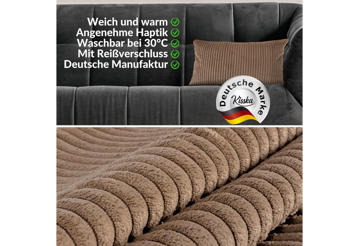 ANRO Dekokissen Kissenhülle MIT oder OHNE Füllung Kissenbezug Zierkissen, Kissenhülle in 30x50cm ohne Füllung Braun – Bild 2 von 5