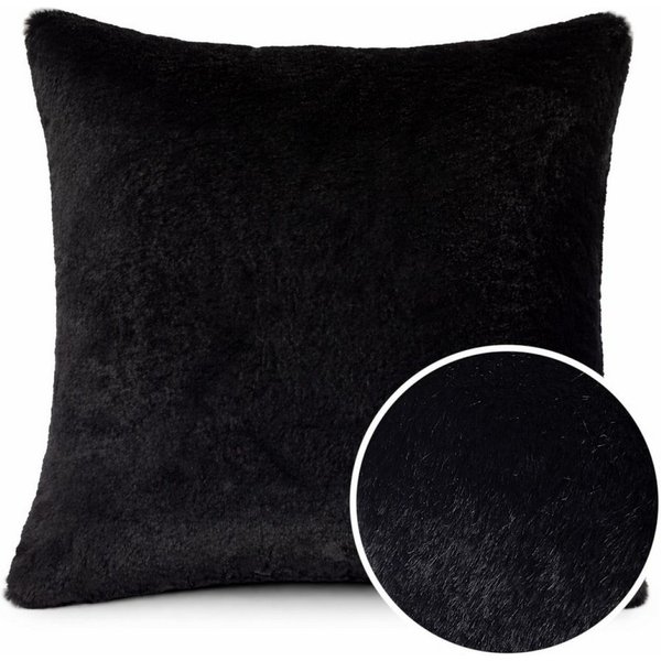 ANRO Dekokissen PLÜSCH Bär Schlicht Kunstfell Sofakissen Kuschelkissen Flauschig, sehr weich & kuschelig 30x50cm OHNE Füllung Uni-Einfarbig Schwarz