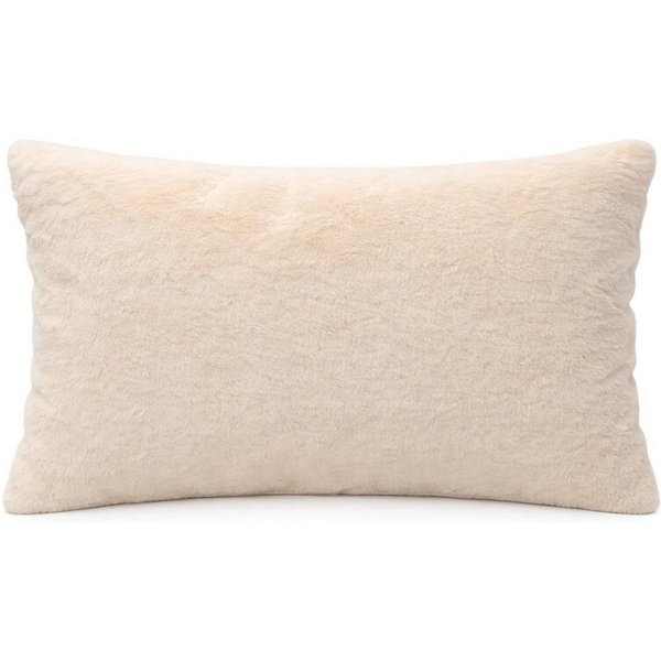 ANRO Dekokissen PLÜSCH Bär Schlicht Kunstfell Sofakissen Kuschelkissen Flauschig, sehr weich & kuschelig 30x50cm OHNE Füllung Uni-Einfarbig Creme