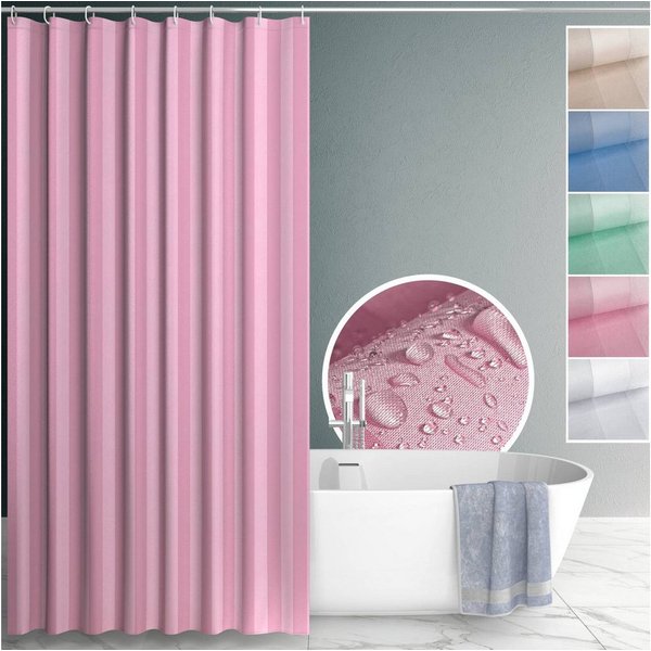 ANRO Duschvorhang aus Italien hochwertiger Badevorhang Textil mit Ösen und Haken Breite 120 cm (Packung, 1-tlg., Duschvorhang inkl. Aufhängeringe), robuster Vor