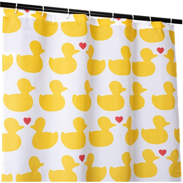 ANRO Duschvorhang FASTY Ente Anti-Schimmel Polyester Badezimmervorhang Bad-Stoff Breite 120 cm (Packung, 1-tlg., Duschvorhang inkl. Aufhängeringe), robuster Vor