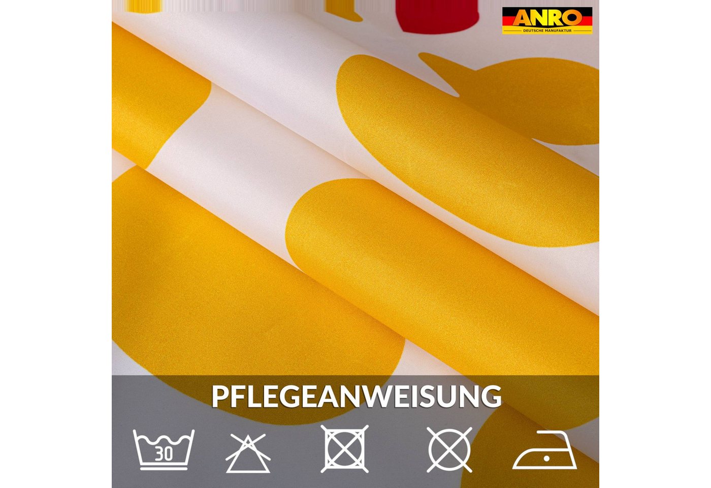 ANRO Duschvorhang FASTY Ente Anti-Schimmel Polyester Badezimmervorhang Bad-Stoff Breite 120 cm (Packung, 1-tlg., Duschvorhang inkl. Aufhängeringe), robuster Vor – Bild 5 von 5