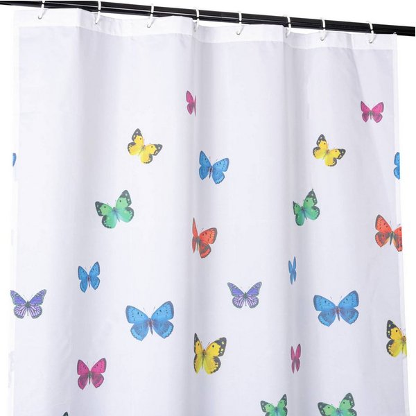 ANRO Duschvorhang FASTY Schmetterlinge Anti-Schimmel Polyester Badewanne Vorhang Breite 120 cm (Packung, 1-tlg., Duschvorhang inkl. Aufhängeringe), robuster Vor