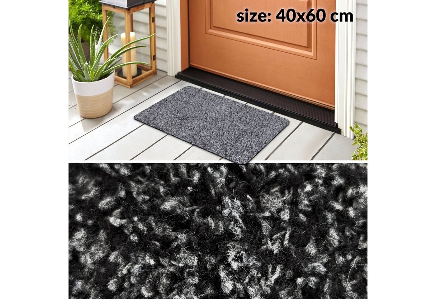 ANRO Fußmatte Türvorleger Schmutzfangmatte DOVER, rechteckig, Höhe: 4 mm, DUO-Getuftet Größe 40x60cm – Bild 3 von 5