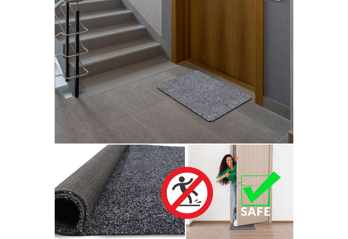 ANRO Fußmatte Türvorleger Schmutzfangmatte DOVER, rechteckig, Höhe: 4 mm, DUO-Getuftet Größe 40x60cm – Bild 4 von 5